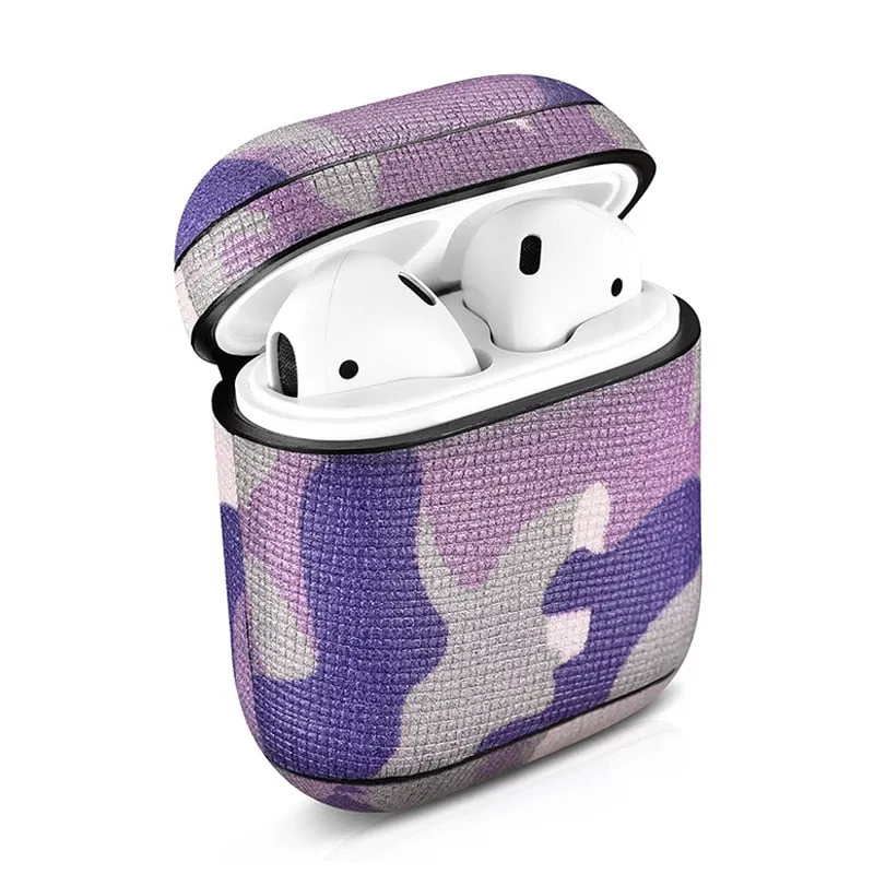 Camouflage Leather Earphone Case For Apple Airpods