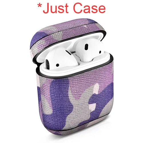 Camouflage Leather Earphone Case For Apple Airpods