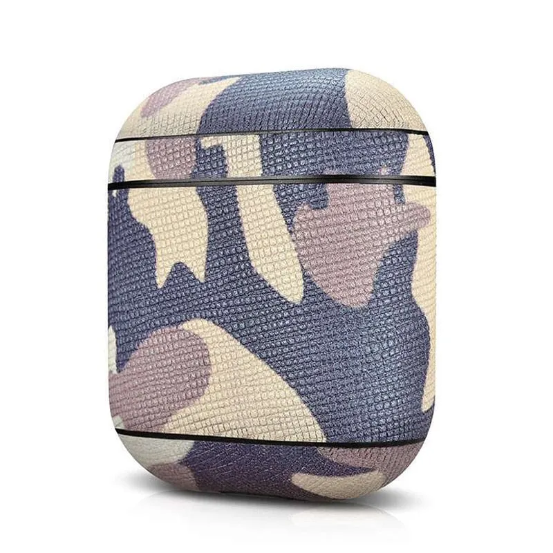 Camouflage Leather Earphone Case For Apple Airpods