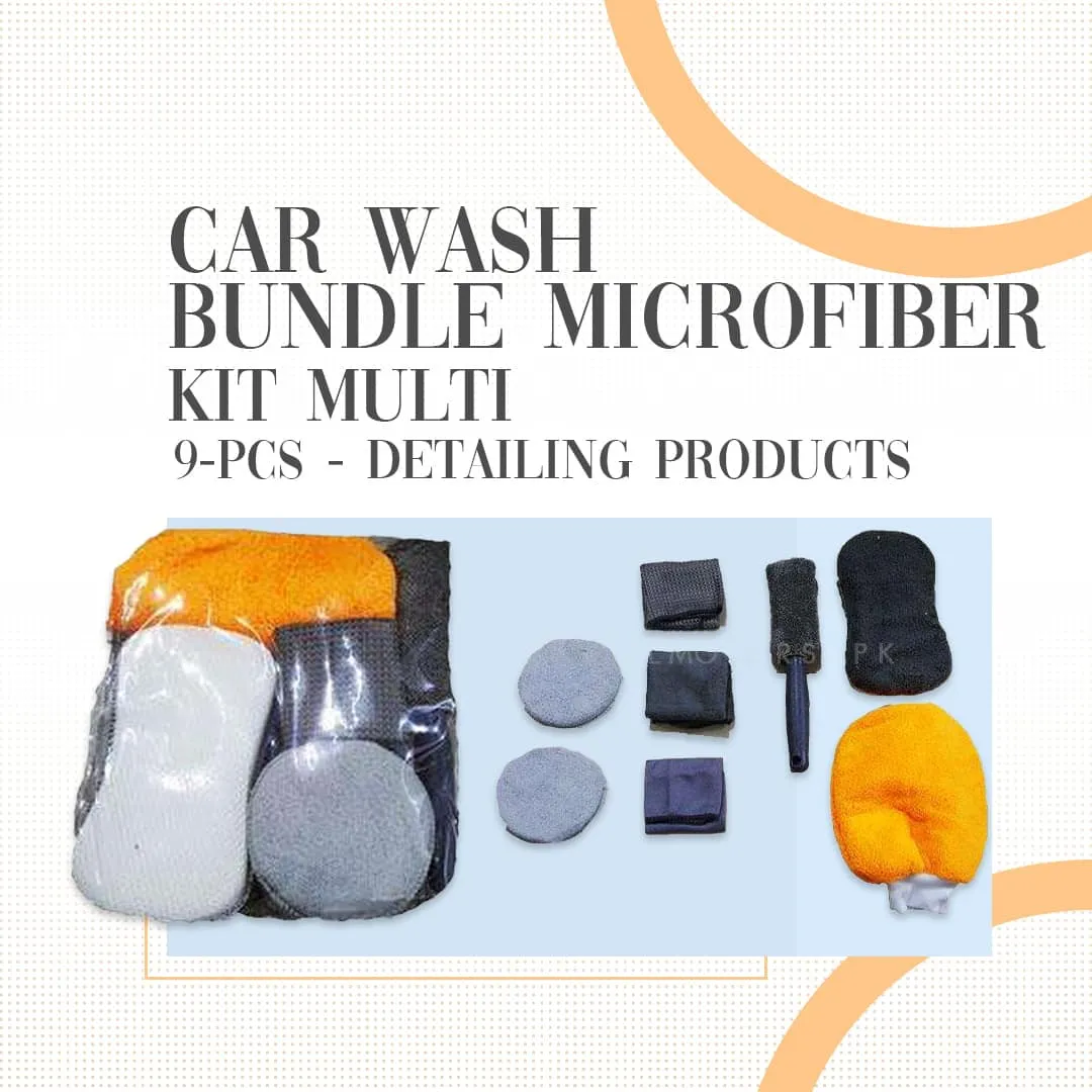 Car Wash Bundle Microfiber Kit - 9 Pcs - Detailing Products