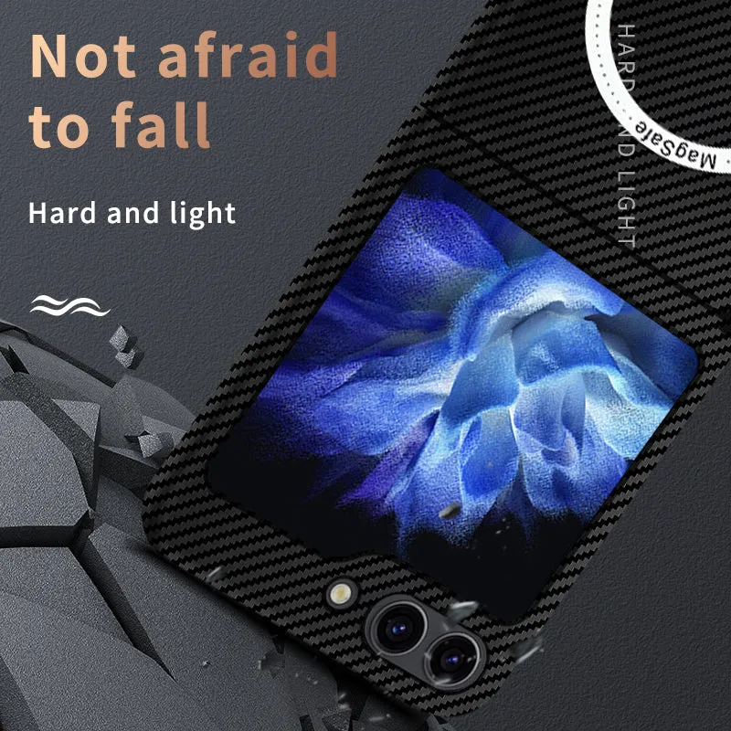 Carbon Fiber Magnetic Suction Wireless Charging Phone Case For Samsung Galaxy Z Flip 6