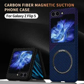 Carbon Fiber Magnetic Suction Wireless Charging Phone Case For Samsung Galaxy Z Flip 6