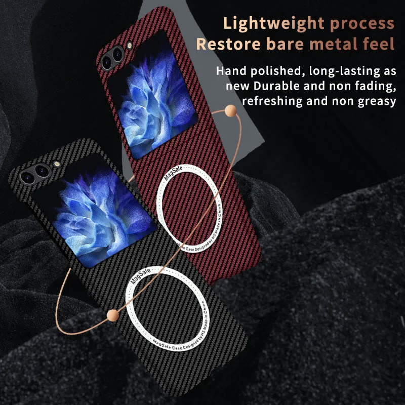 Carbon Fiber Magnetic Suction Wireless Charging Phone Case For Samsung Galaxy Z Flip 6