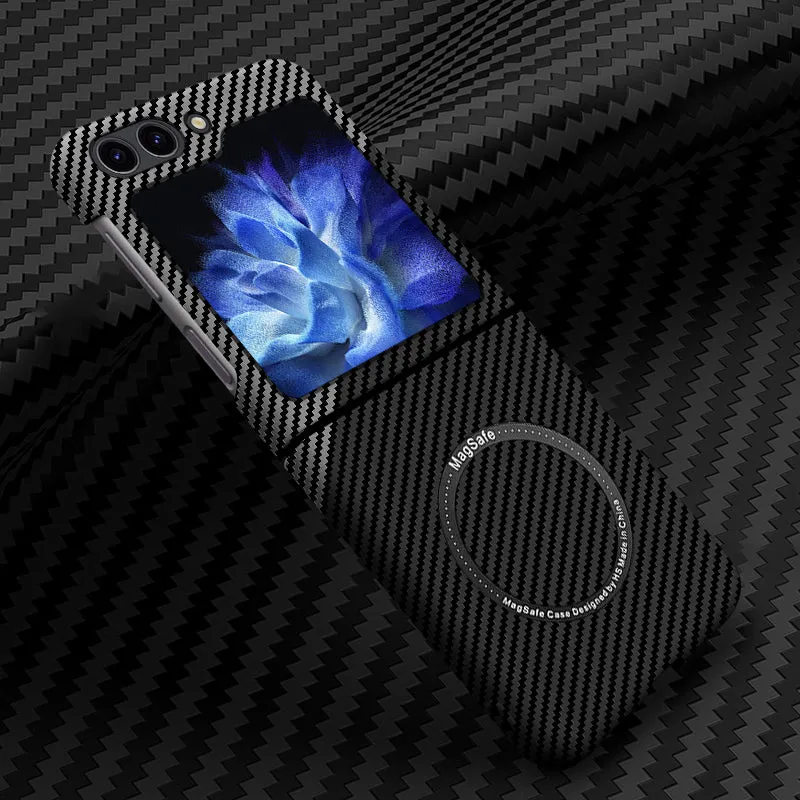 Carbon Fiber Magnetic Suction Wireless Charging Phone Case For Samsung Galaxy Z Flip 6