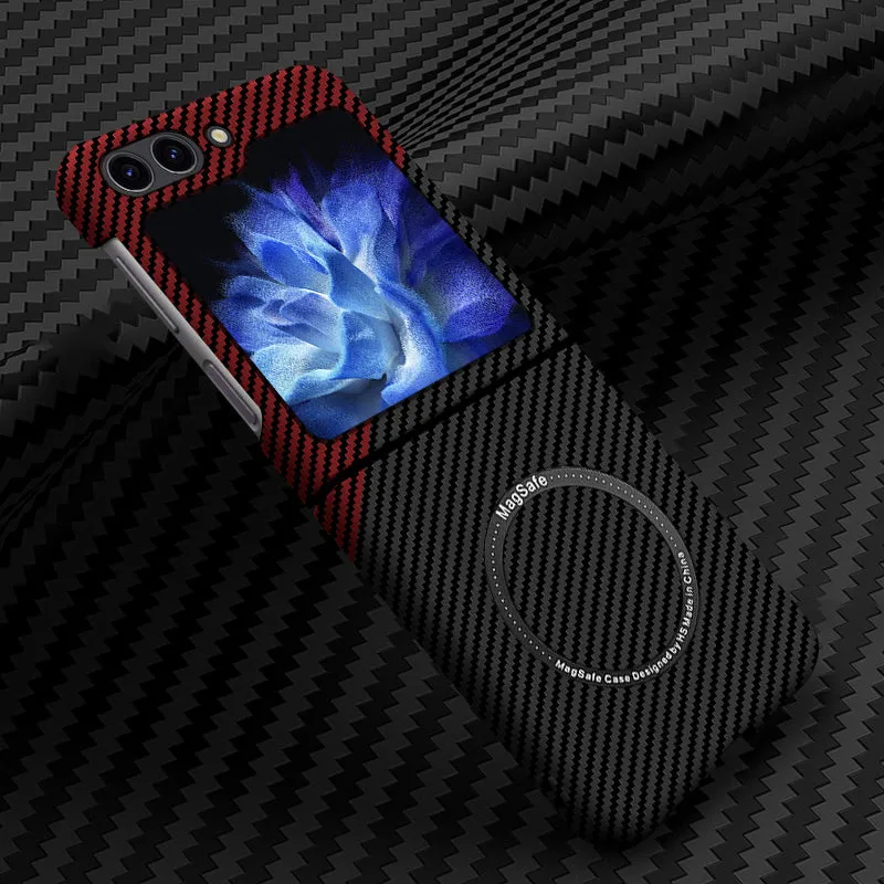 Carbon Fiber Magnetic Suction Wireless Charging Phone Case For Samsung Galaxy Z Flip 6