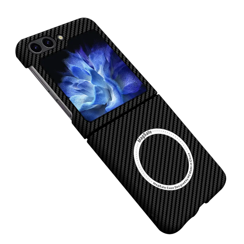 Carbon Fiber Magnetic Suction Wireless Charging Phone Case For Samsung Galaxy Z Flip 6