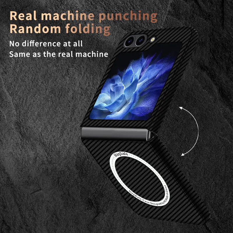 Carbon Fiber Magnetic Suction Wireless Charging Phone Case For Samsung Galaxy Z Flip 6