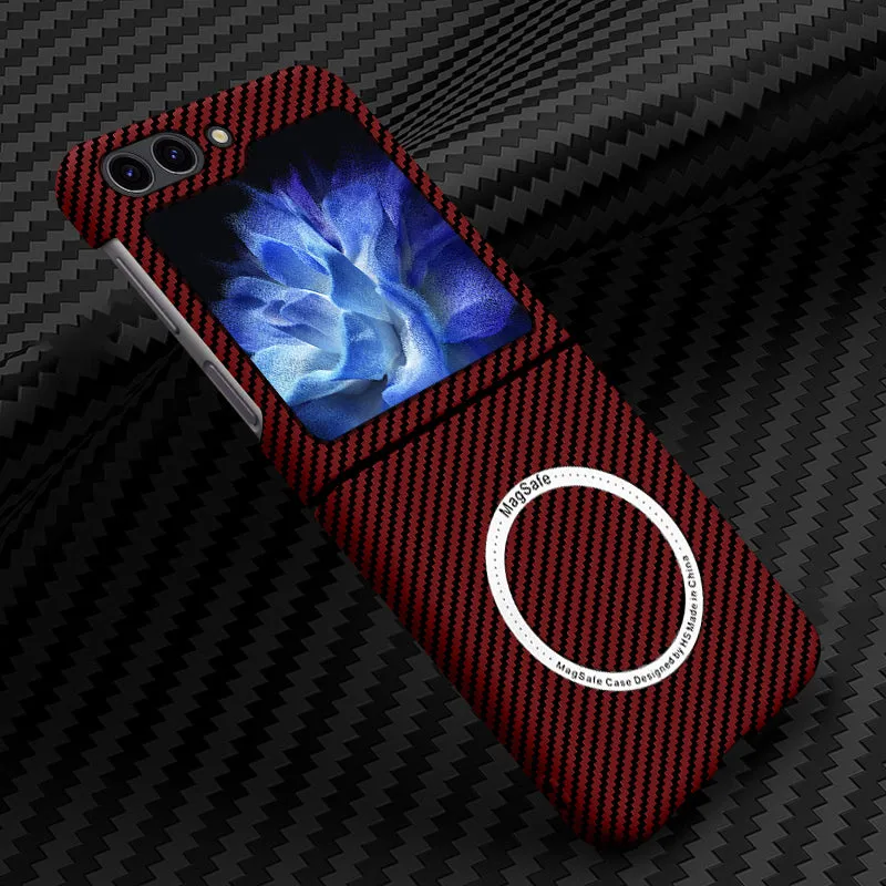 Carbon Fiber Magnetic Suction Wireless Charging Phone Case For Samsung Galaxy Z Flip 6