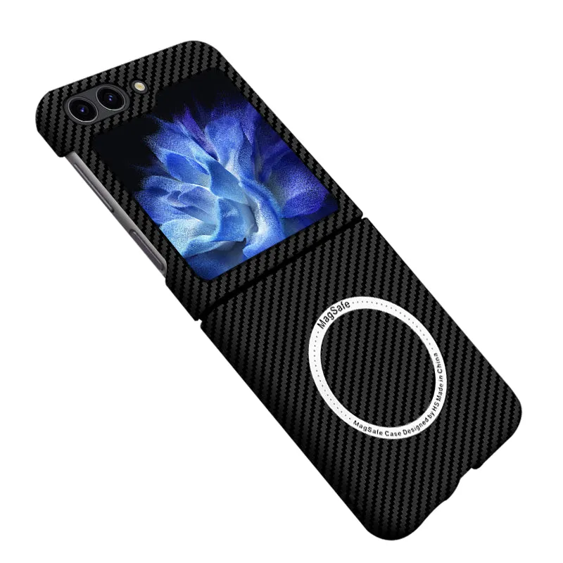 Carbon Fiber Magnetic Suction Wireless Charging Phone Case For Samsung Galaxy Z Flip 6