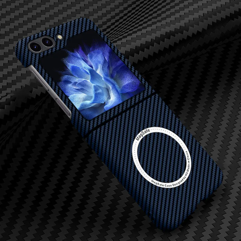 Carbon Fiber Magnetic Suction Wireless Charging Phone Case For Samsung Galaxy Z Flip 6