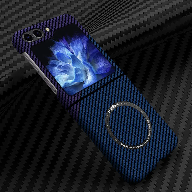 Carbon Fiber Magnetic Suction Wireless Charging Phone Case For Samsung Galaxy Z Flip 6