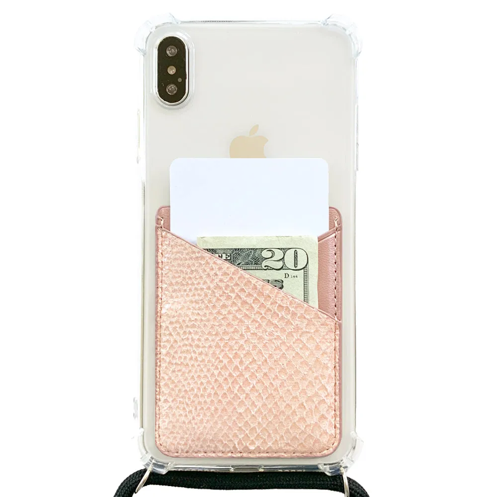 Card Pocket in Rose Gold Snakeskin