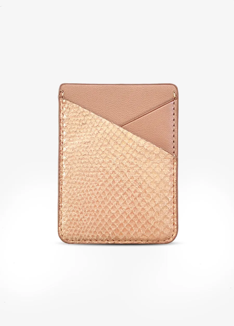 Card Pocket in Rose Gold Snakeskin