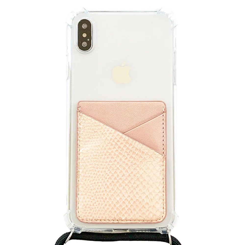 Card Pocket in Rose Gold Snakeskin