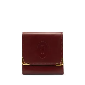 Cartier Must Line Leather Coin Case Wine Red