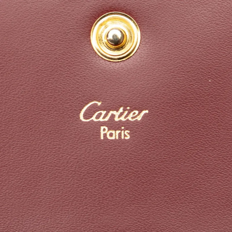 Cartier Must Line Leather Coin Case Wine Red