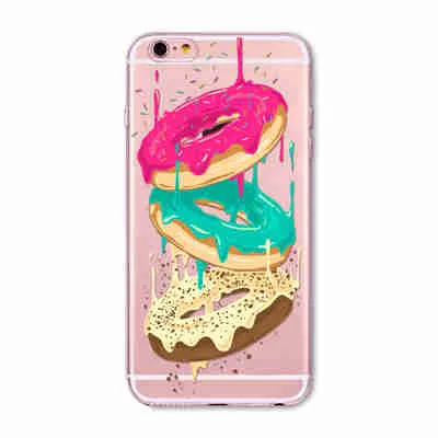 Case For Apple iPhone 6 6s Plus 6Plus  5 5S SE Soft Silicon TPU Transparent Fruit Grils Macaron Dessert Phone Capa Cases