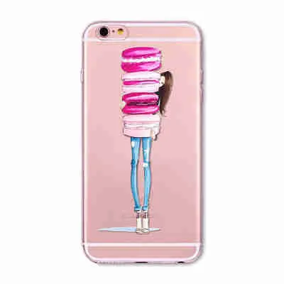 Case For Apple iPhone 6 6s Plus 6Plus  5 5S SE Soft Silicon TPU Transparent Fruit Grils Macaron Dessert Phone Capa Cases