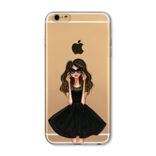 Case For Apple iPhone 6 6s Plus 6Plus  5 5S SE Soft Silicon TPU Transparent Fruit Grils Macaron Dessert Phone Capa Cases