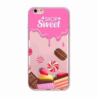 Case For Apple iPhone 6 6s Plus 6Plus  5 5S SE Soft Silicon TPU Transparent Fruit Grils Macaron Dessert Phone Capa Cases