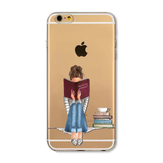 Case For Apple iPhone 6 6s Plus 6Plus  5 5S SE Soft Silicon TPU Transparent Fruit Grils Macaron Dessert Phone Capa Cases