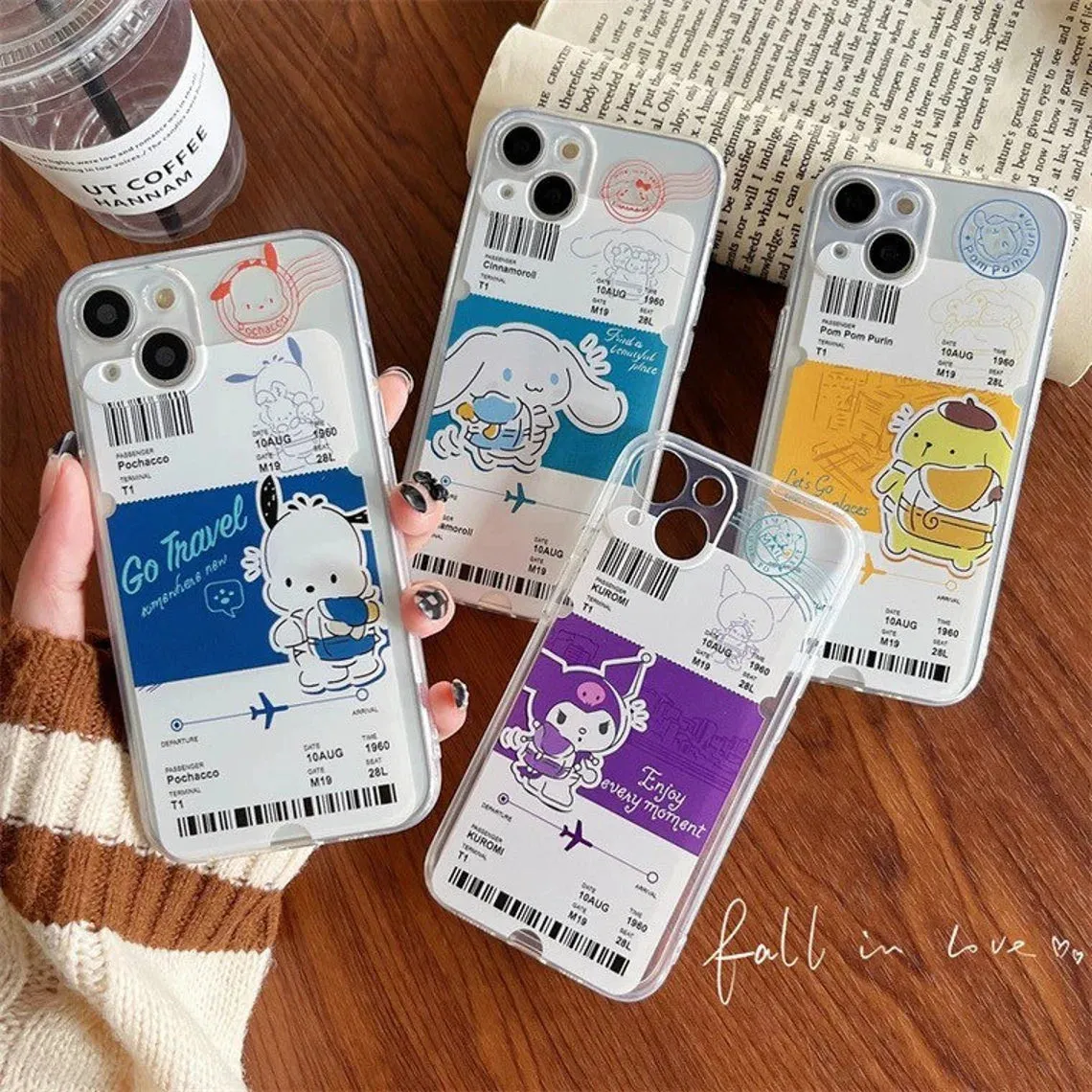 Clean Travel Ticket Japanese Cartoon KU CN PN PC iPhone Case 6 7 8 XS XR X 11 12 13 14 15 Pro Promax 12mini 13 mini