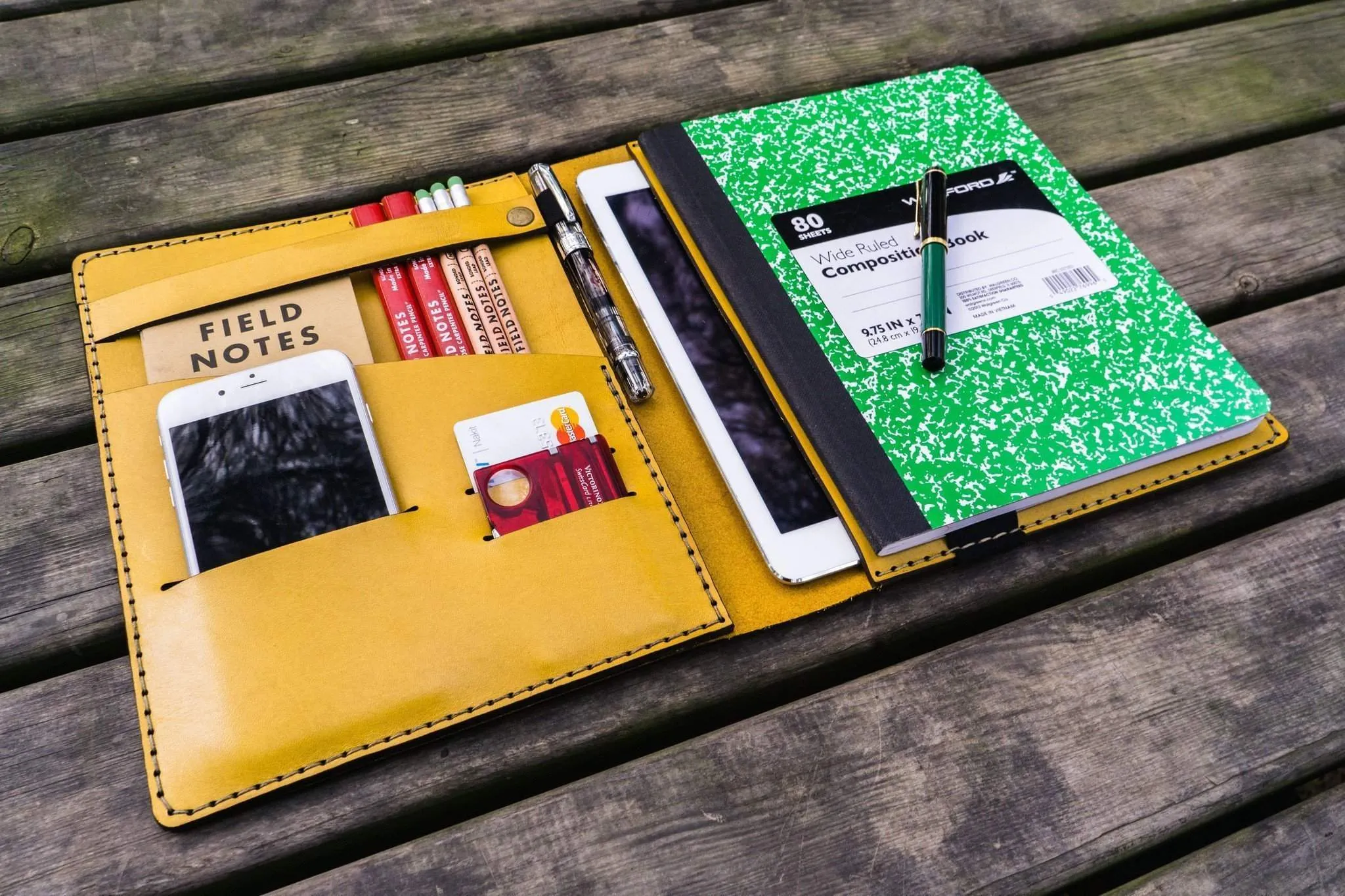 Composition Notebook Cover With iPad Air Pro Pocket - Yellow