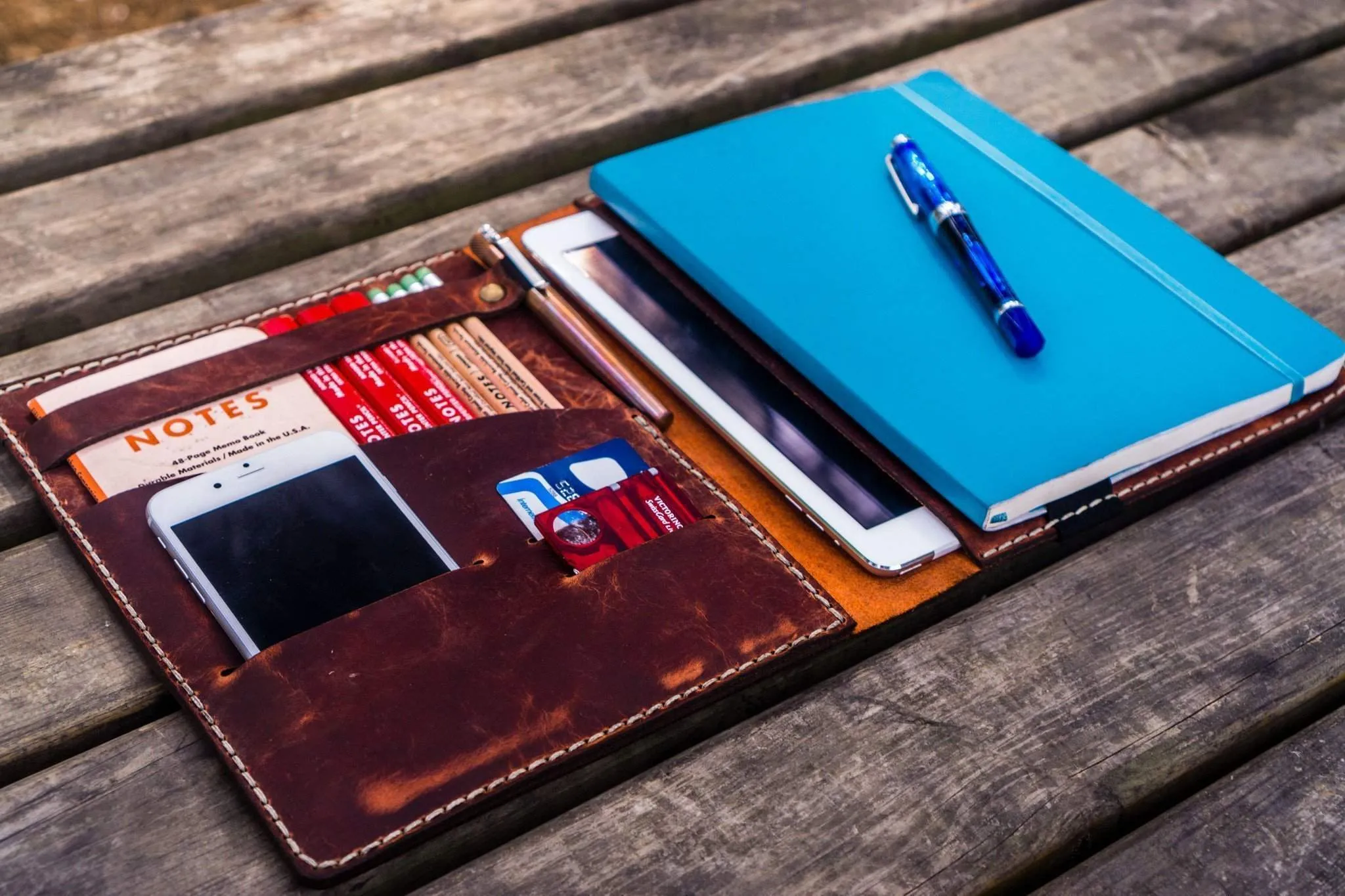 Composition Notebook Cover With iPad Air/Pro Pocket - Crazy Horse Orange