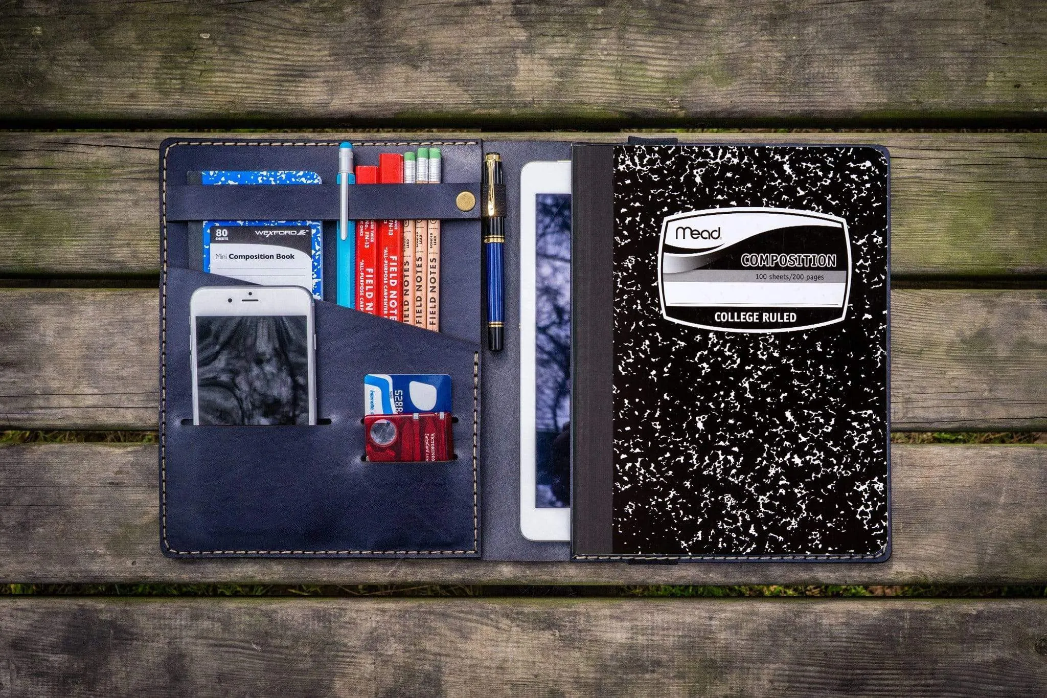 Composition Notebook Cover With iPad Air/Pro Pocket - Navy Blue