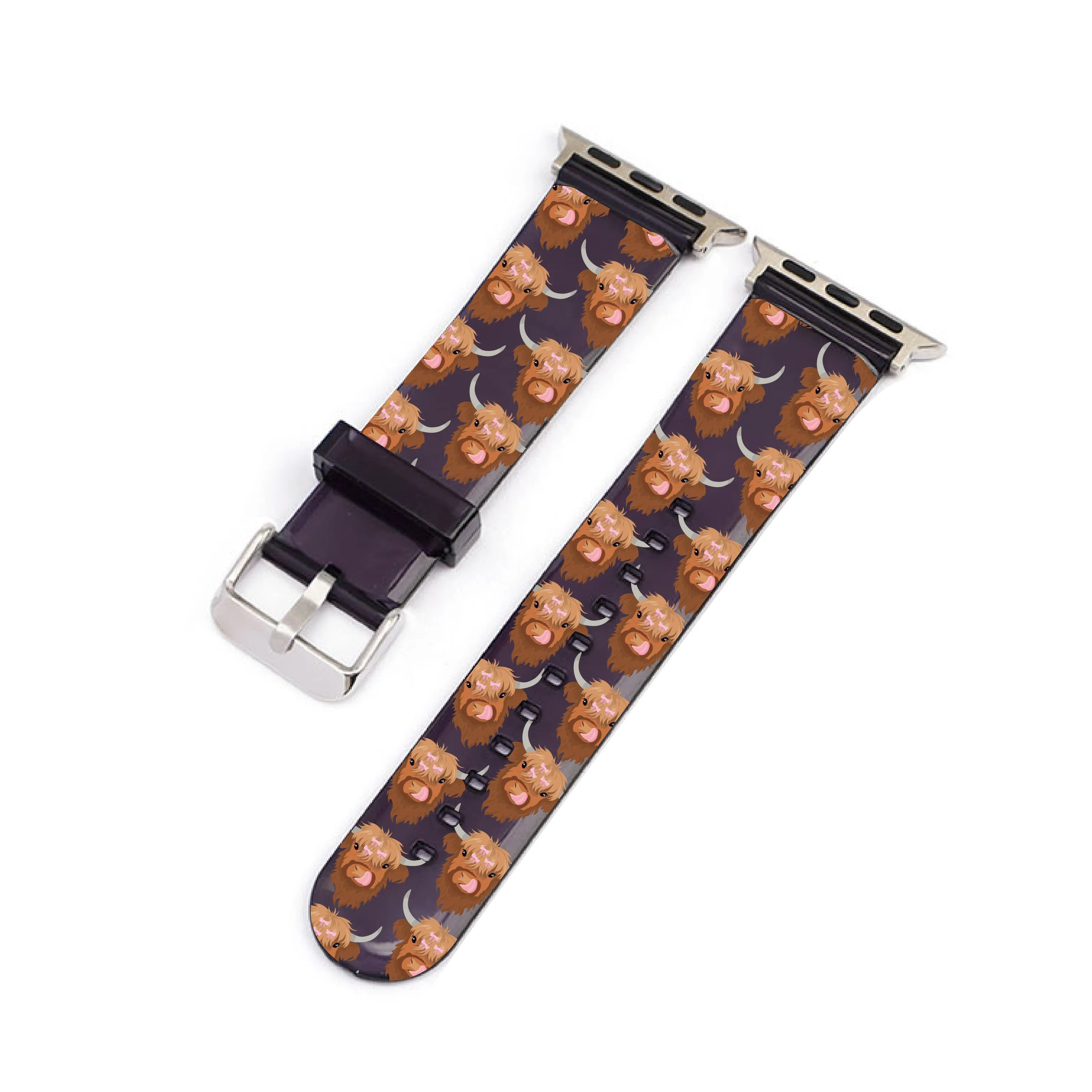 Connie the Highland Cow Black Smartwatch Strap