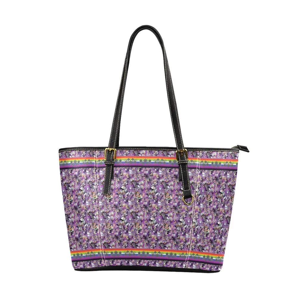 Culture in Nature Purple Leather Tote Bag/Large