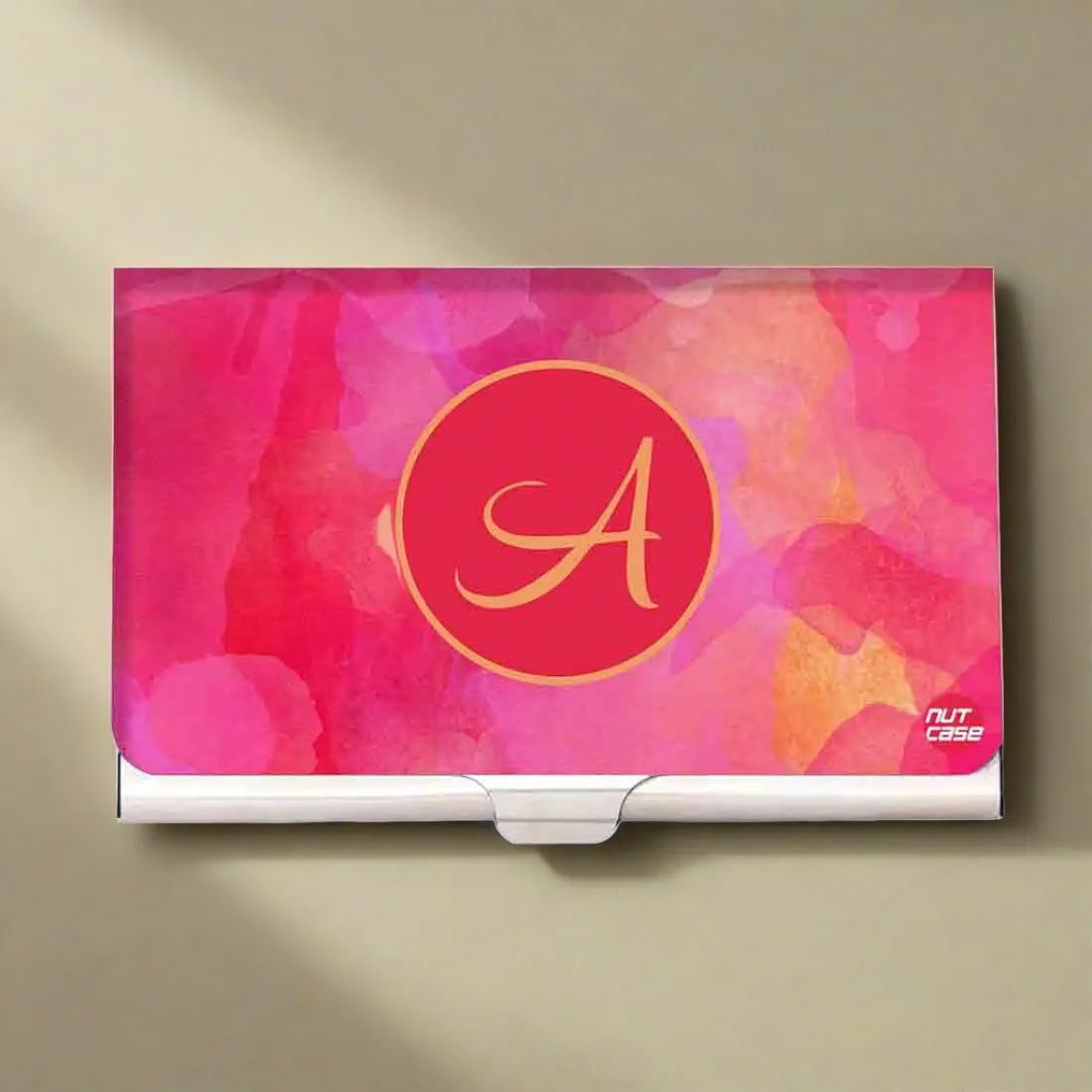 Customized Visiting Card Holder Case -  Pink Watercolors