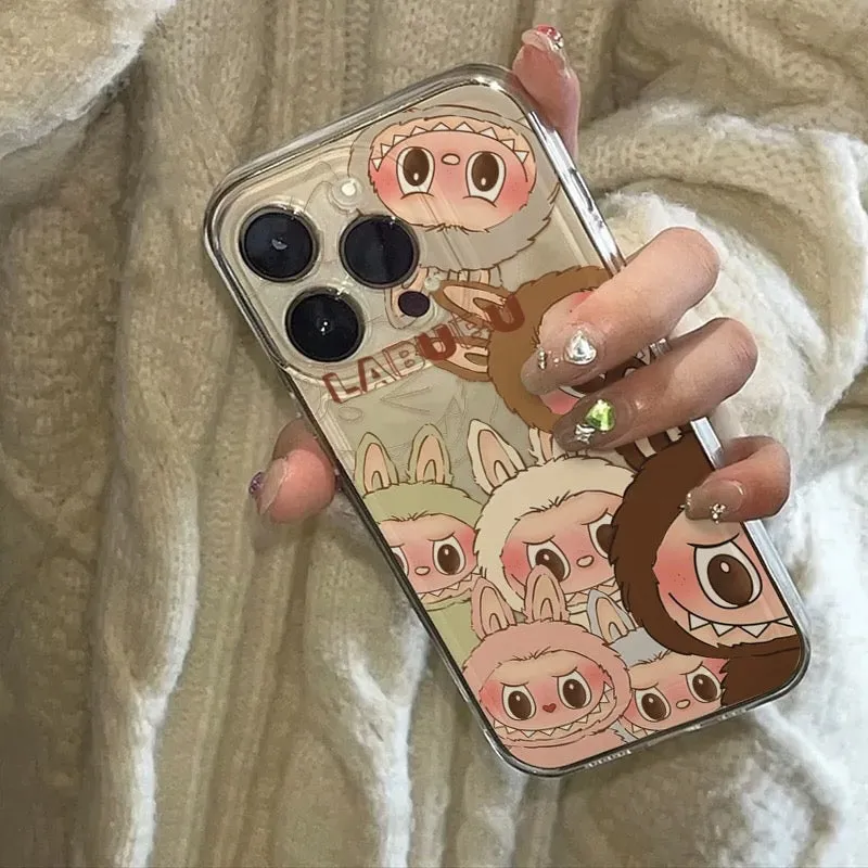 Cute Cartoon Labubu Zimomo | Many Labubu Screen - iPhone Case XR XS X 11 12 13 14 15 Pro Plus Promax