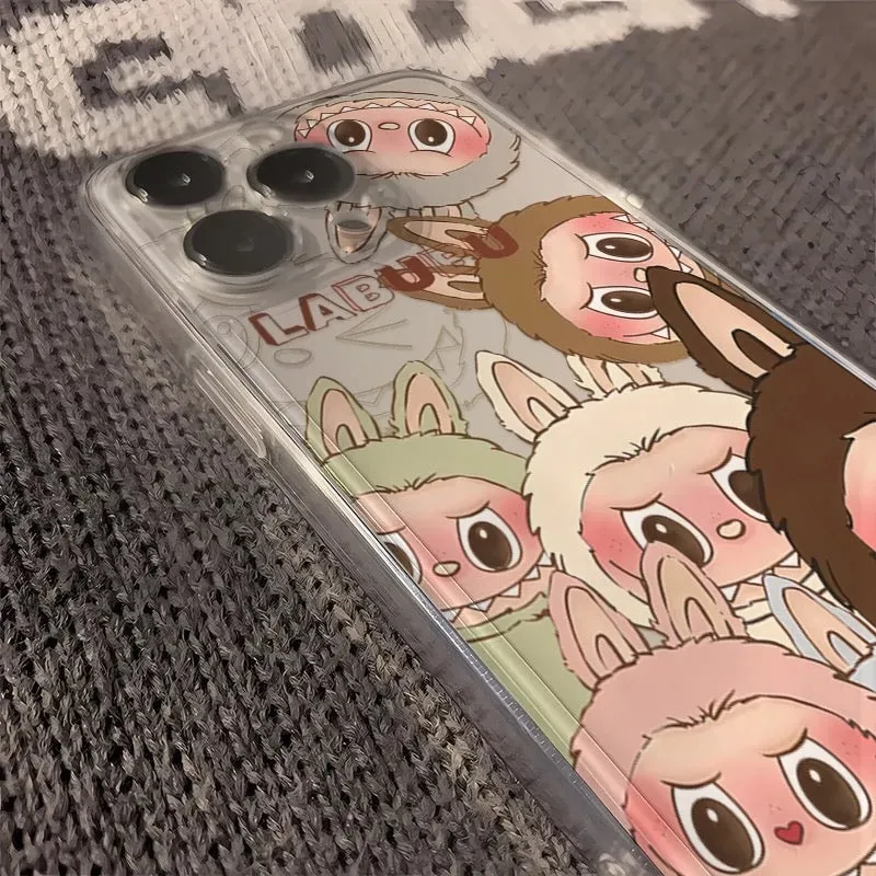 Cute Cartoon Labubu Zimomo | Many Labubu Screen - iPhone Case XR XS X 11 12 13 14 15 Pro Plus Promax