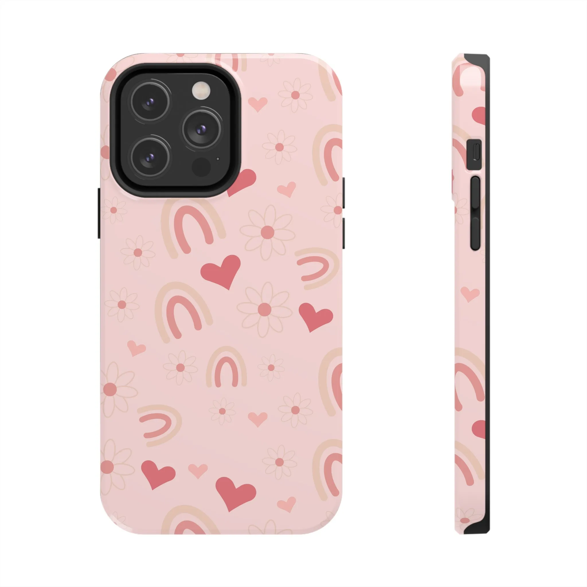 Daisy and Pink Boho Rainbow print Design Tough Phone Case compatible with a large variety of iPhone models, Gift, Phone Case