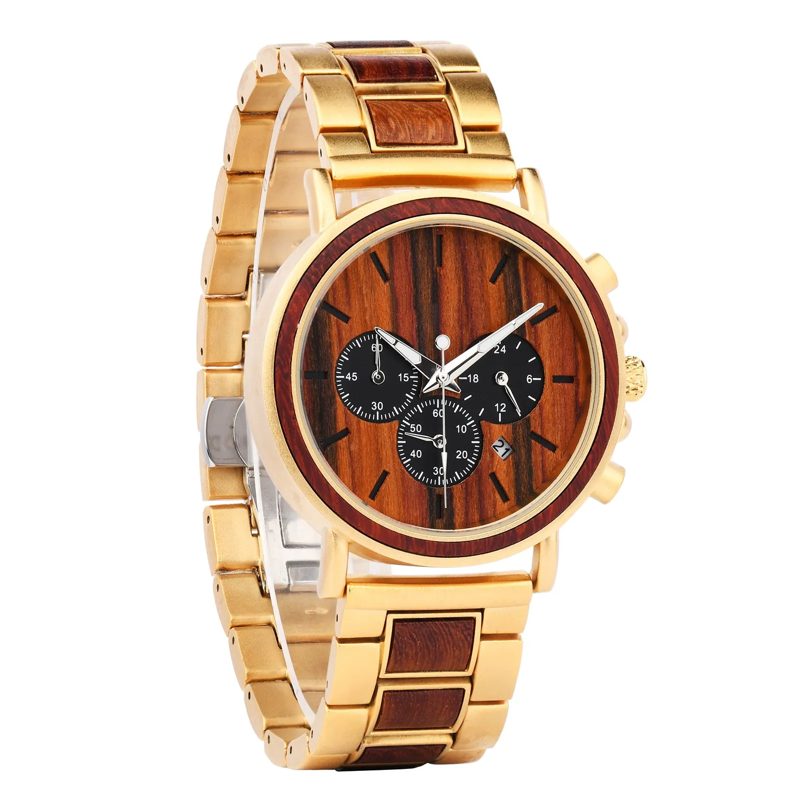 Dover - Gold Steel & Red Sandalwood Chronograph