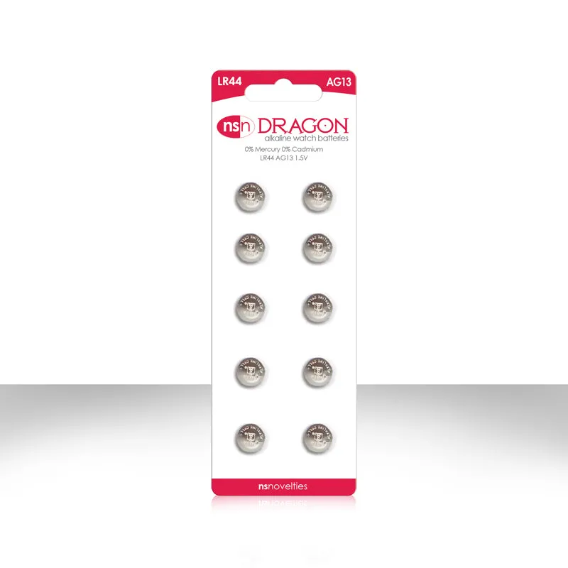 Dragon watch size batteries 10 pack AG13/LR44.