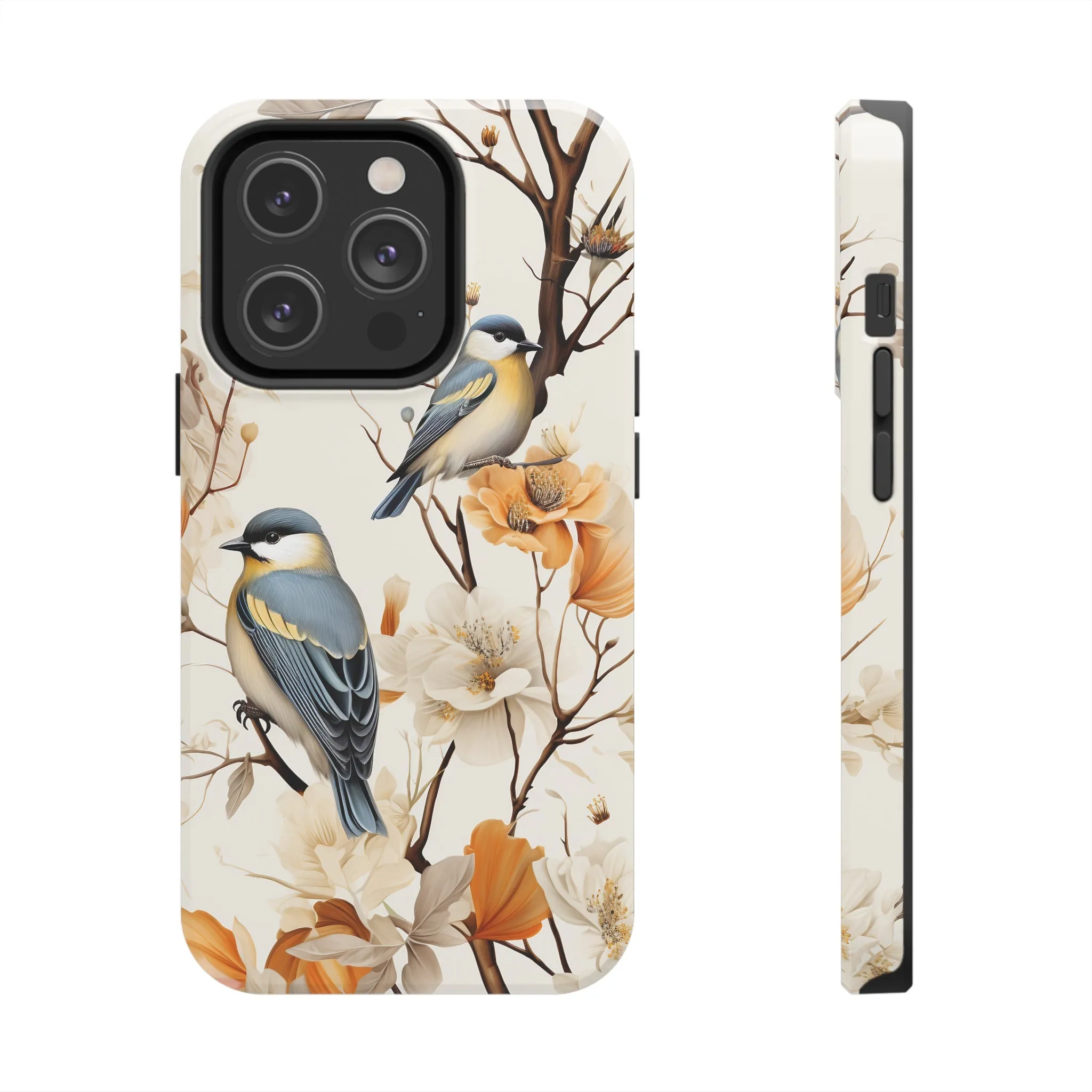 Dried Flowers and Birds Digital print Design Tough Phone Case compatible with a large variety of iPhone models, Gift, Phone Case