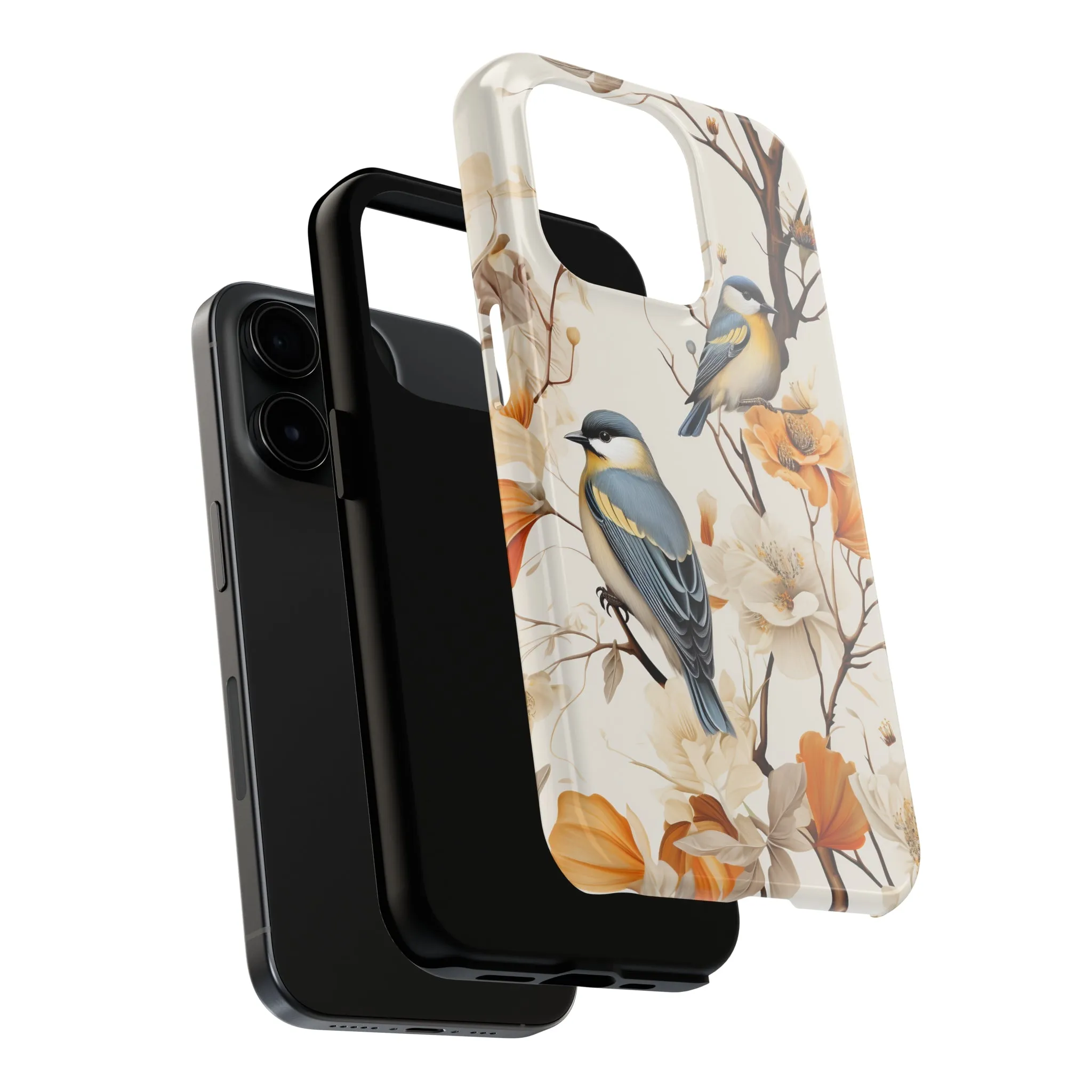 Dried Flowers and Birds Digital print Design Tough Phone Case compatible with a large variety of iPhone models, Gift, Phone Case