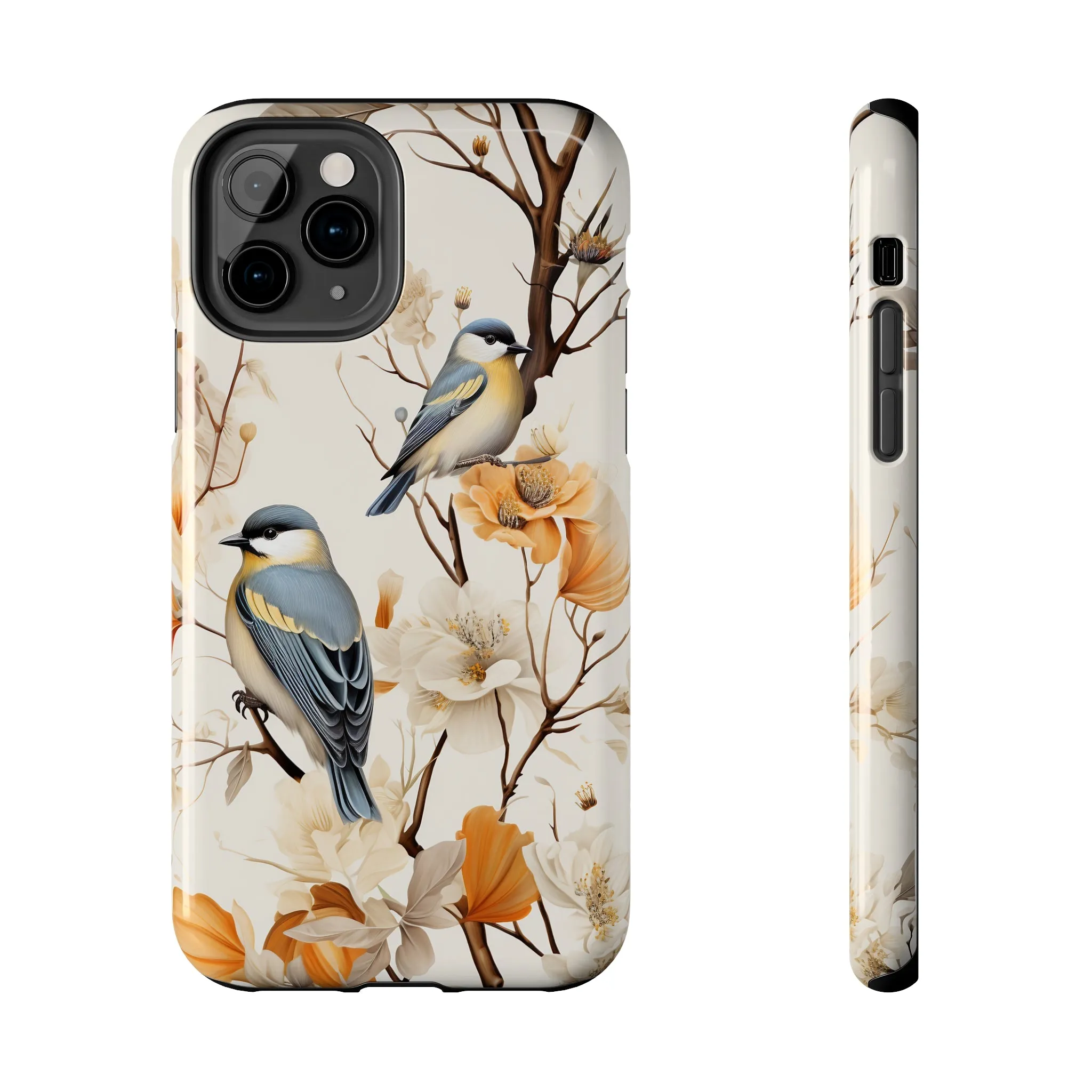 Dried Flowers and Birds Digital print Design Tough Phone Case compatible with a large variety of iPhone models, Gift, Phone Case