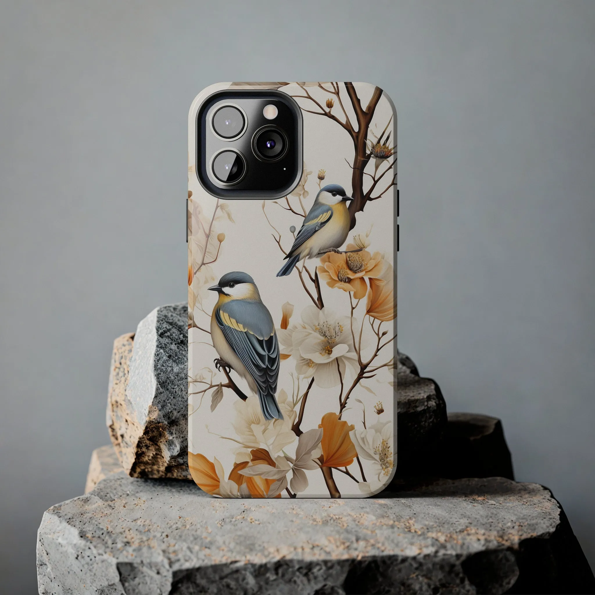 Dried Flowers and Birds Digital print Design Tough Phone Case compatible with a large variety of iPhone models, Gift, Phone Case