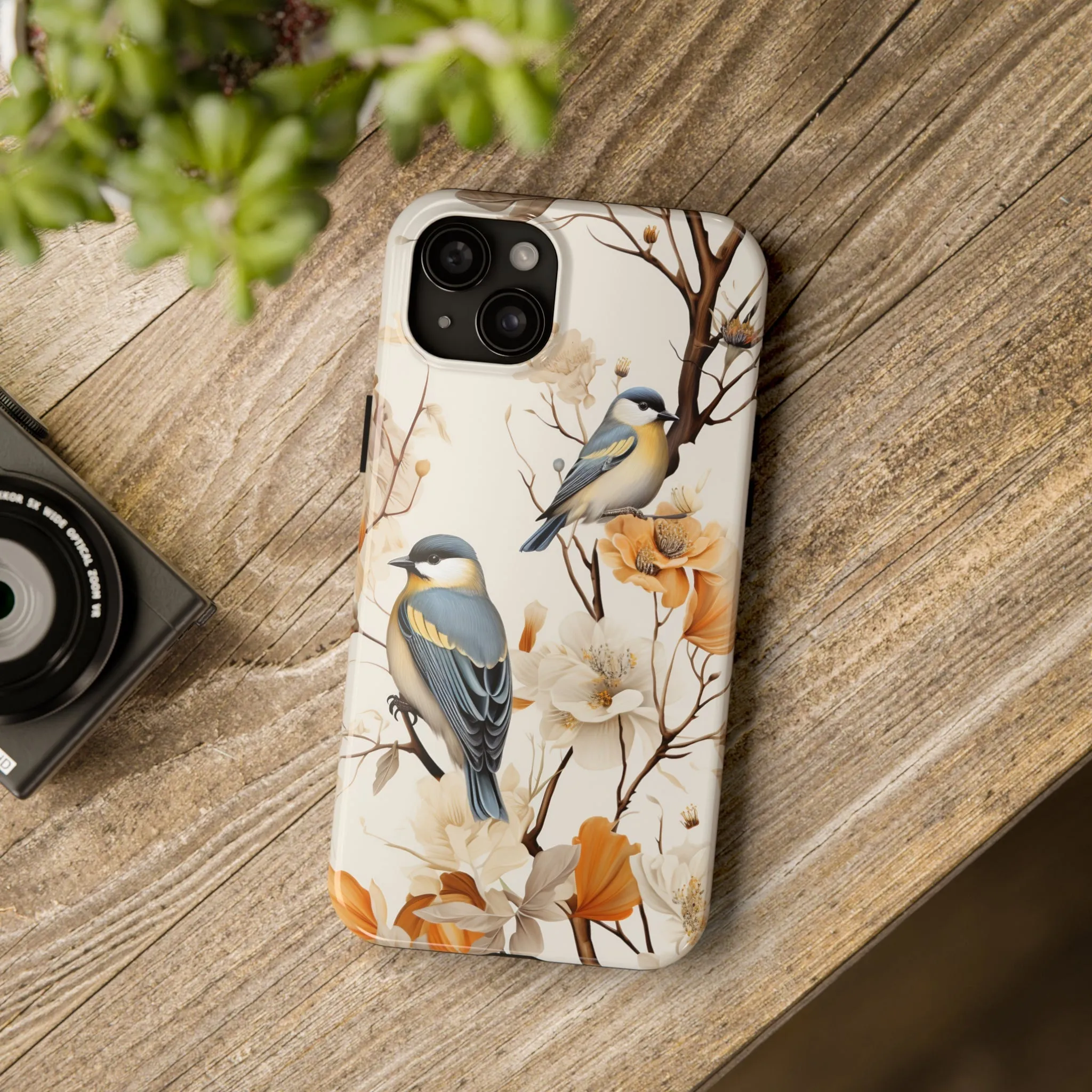 Dried Flowers and Birds Digital print Design Tough Phone Case compatible with a large variety of iPhone models, Gift, Phone Case