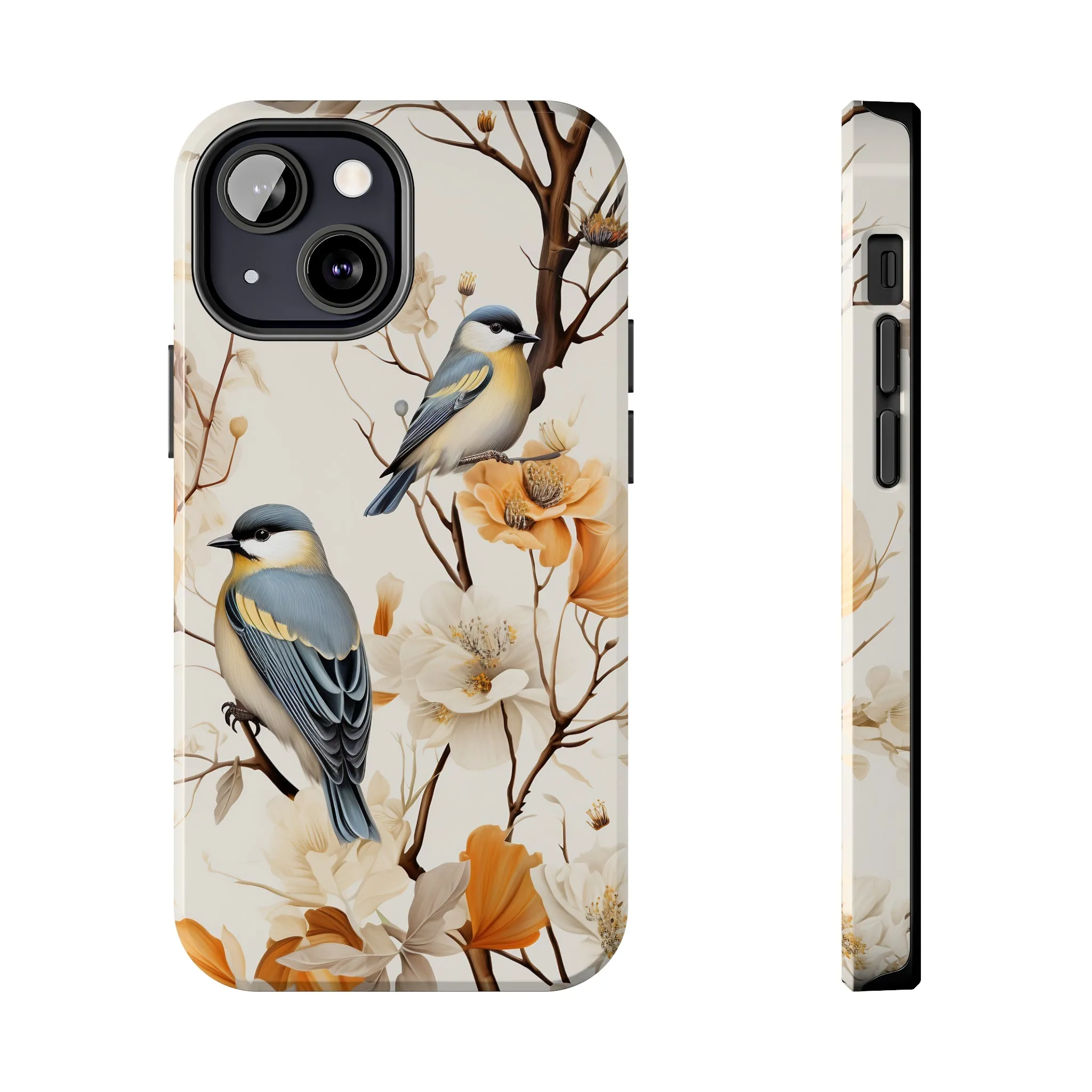 Dried Flowers and Birds Digital print Design Tough Phone Case compatible with a large variety of iPhone models, Gift, Phone Case