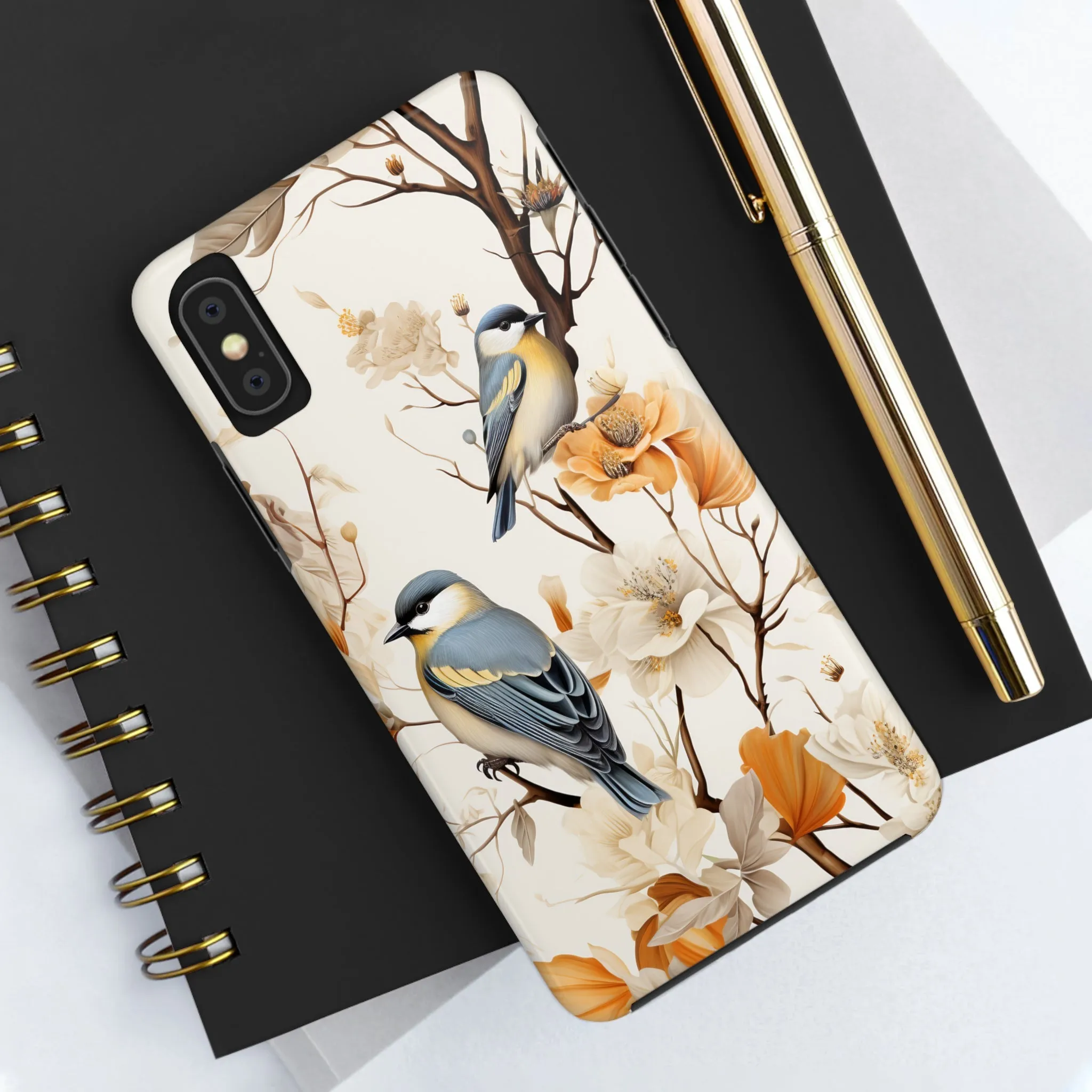 Dried Flowers and Birds Digital print Design Tough Phone Case compatible with a large variety of iPhone models, Gift, Phone Case