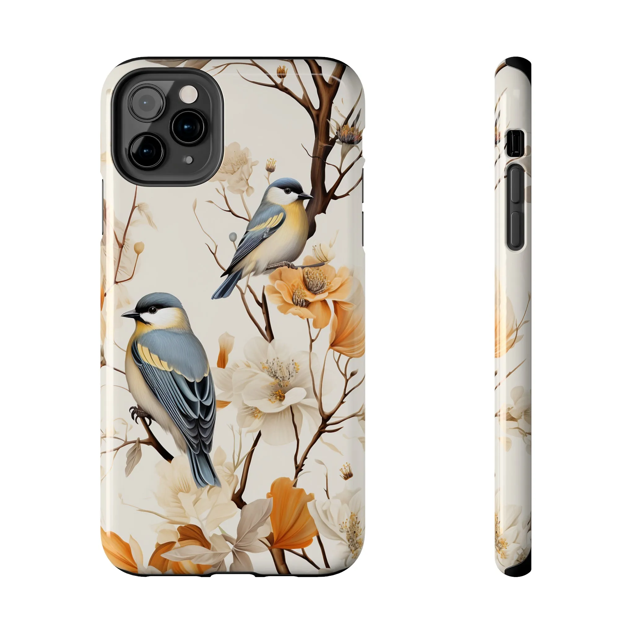 Dried Flowers and Birds Digital print Design Tough Phone Case compatible with a large variety of iPhone models, Gift, Phone Case