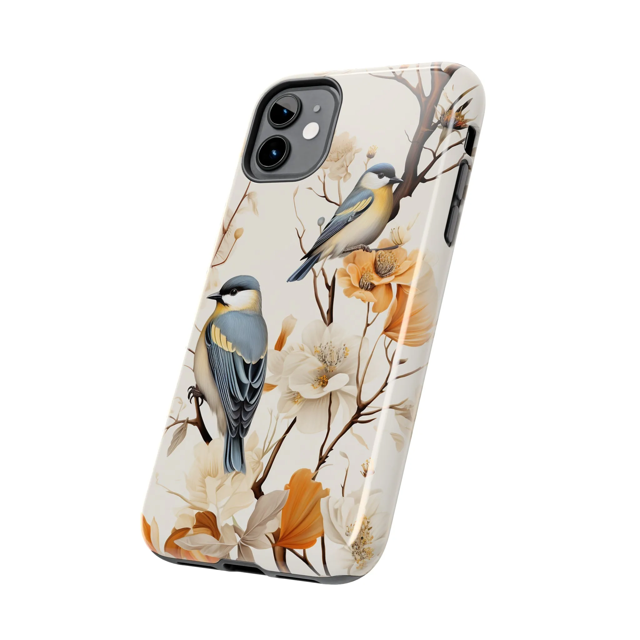 Dried Flowers and Birds Digital print Design Tough Phone Case compatible with a large variety of iPhone models, Gift, Phone Case