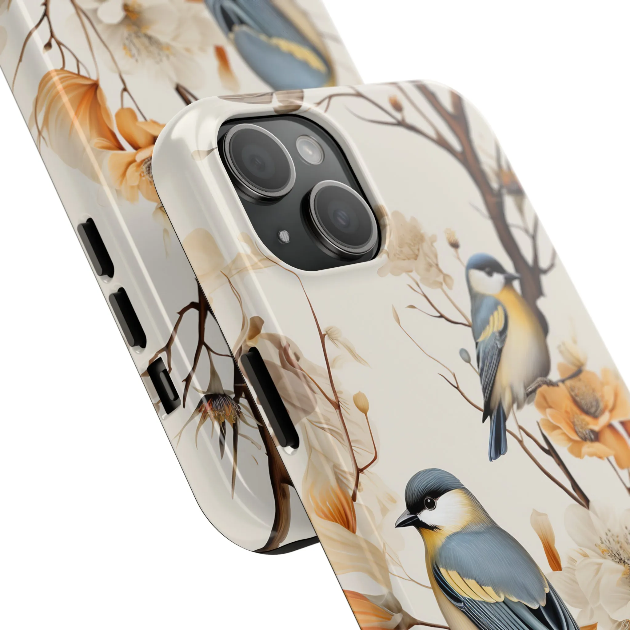 Dried Flowers and Birds Digital print Design Tough Phone Case compatible with a large variety of iPhone models, Gift, Phone Case