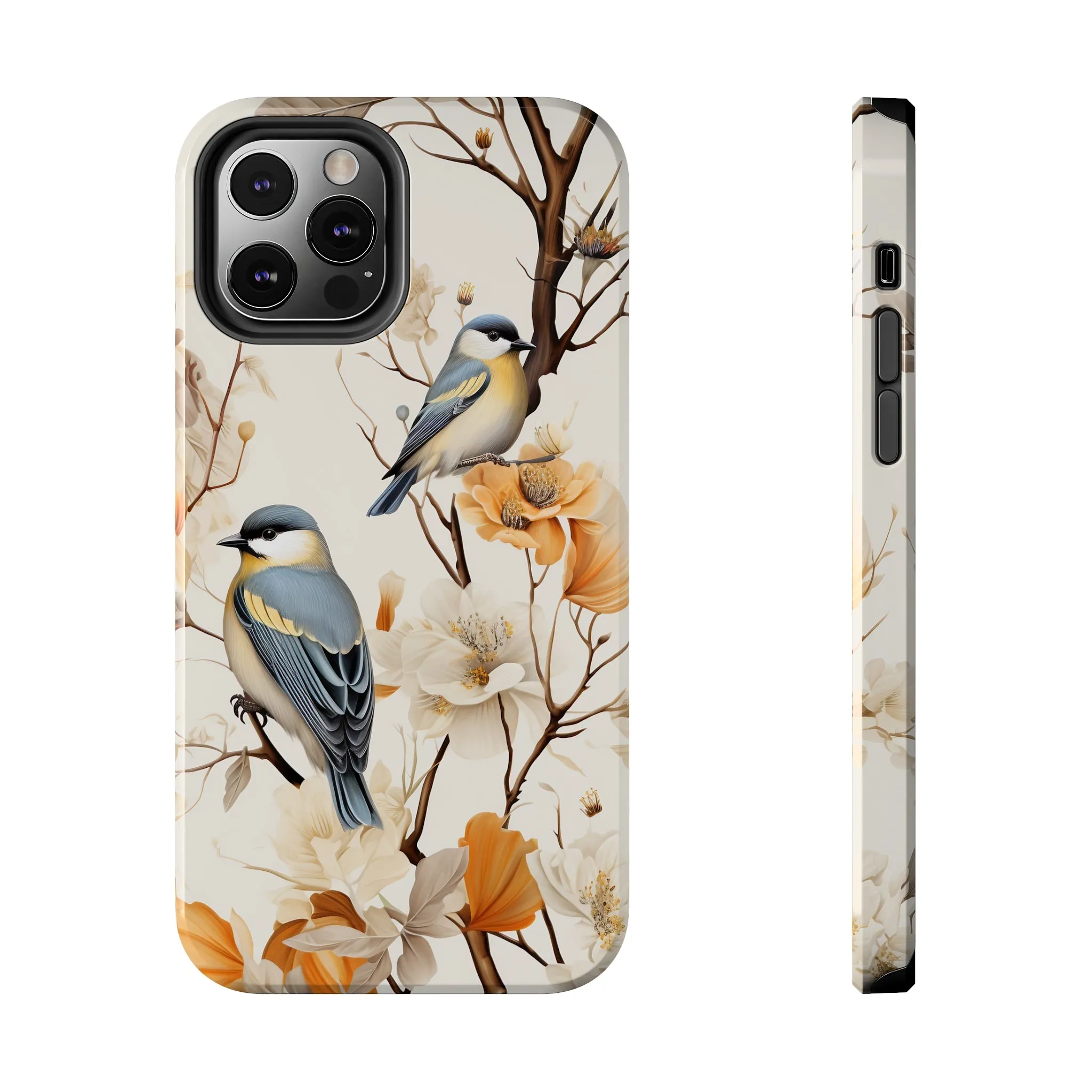 Dried Flowers and Birds Digital print Design Tough Phone Case compatible with a large variety of iPhone models, Gift, Phone Case