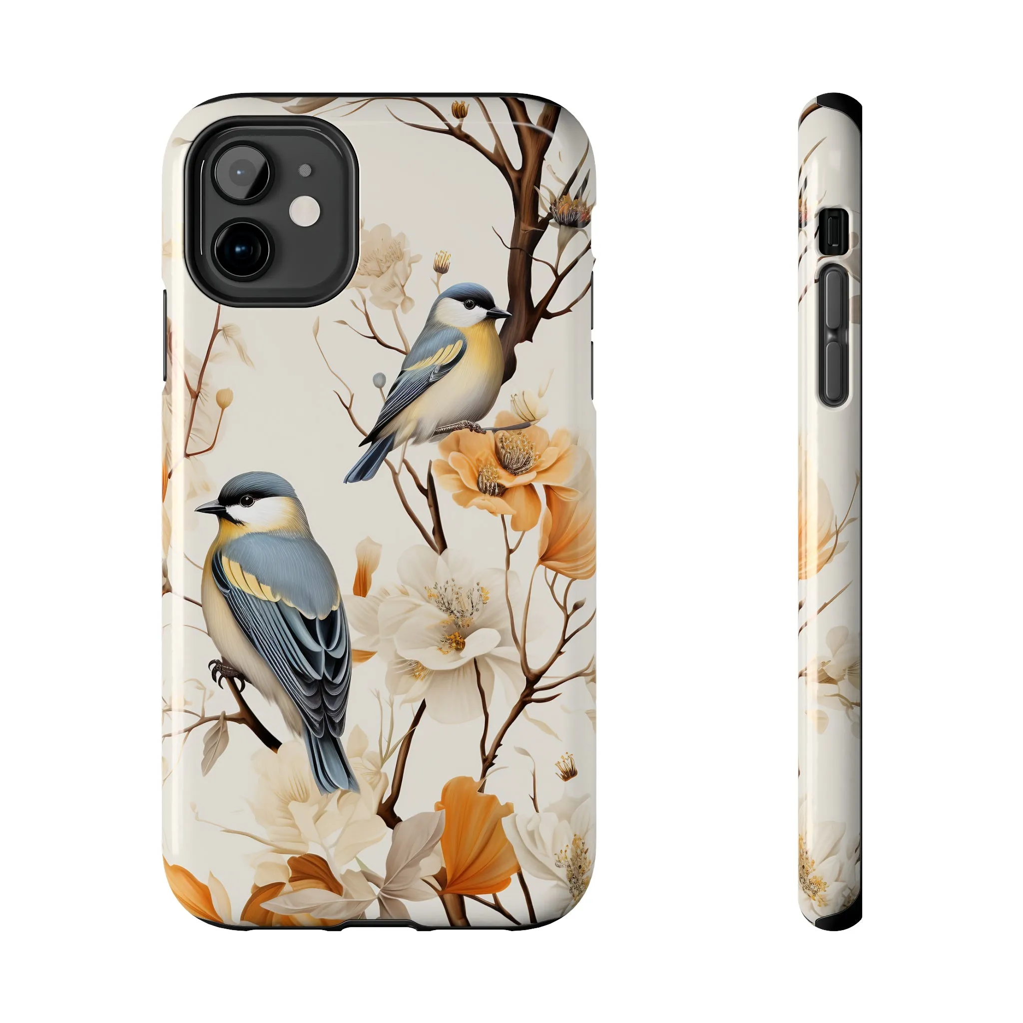 Dried Flowers and Birds Digital print Design Tough Phone Case compatible with a large variety of iPhone models, Gift, Phone Case