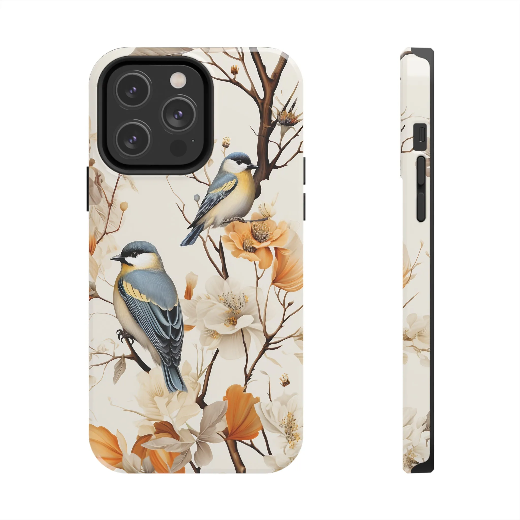 Dried Flowers and Birds Digital print Design Tough Phone Case compatible with a large variety of iPhone models, Gift, Phone Case